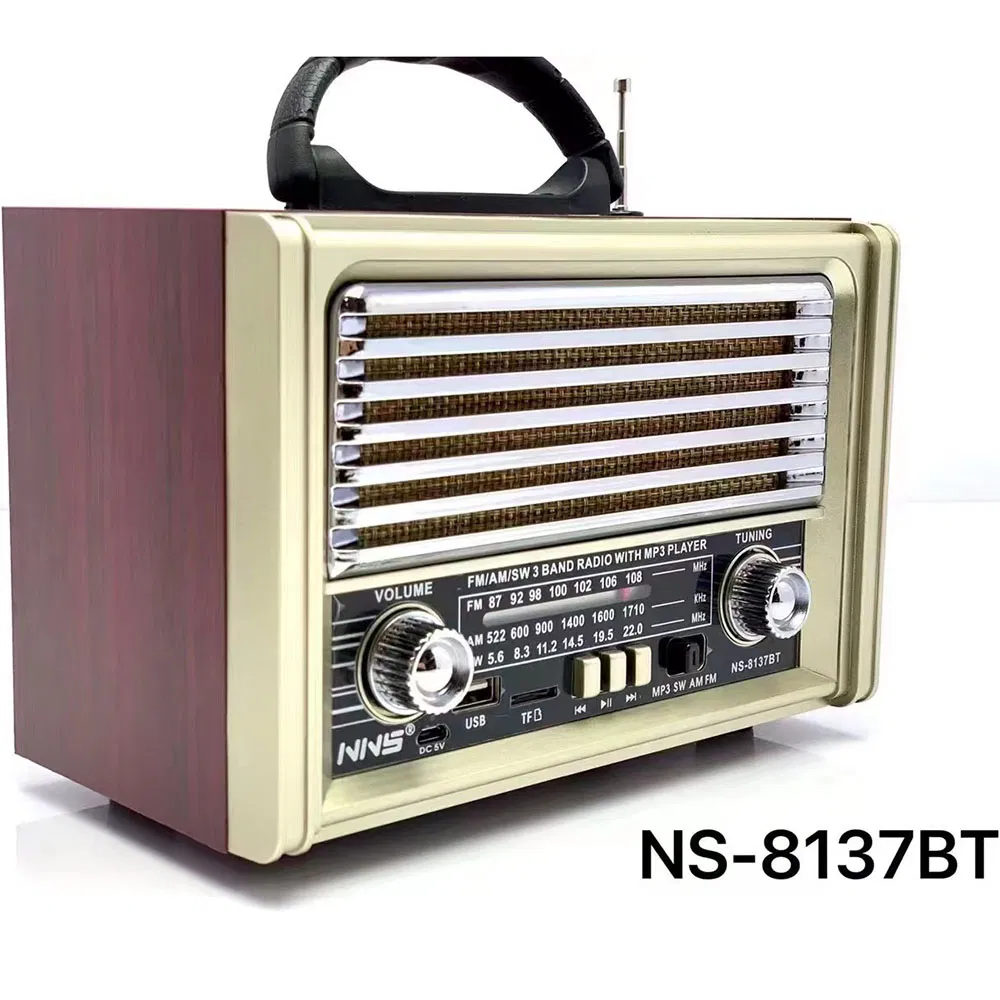 Ретро радио NS-8137BT с Bluetooth, деревянный корпус