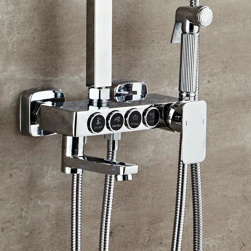 Modern Shower Set Wall Mounted Stainless Steel Tap Bathroom Taps Brass Kits Rain Rainfall Mixer Faucet Shower Set