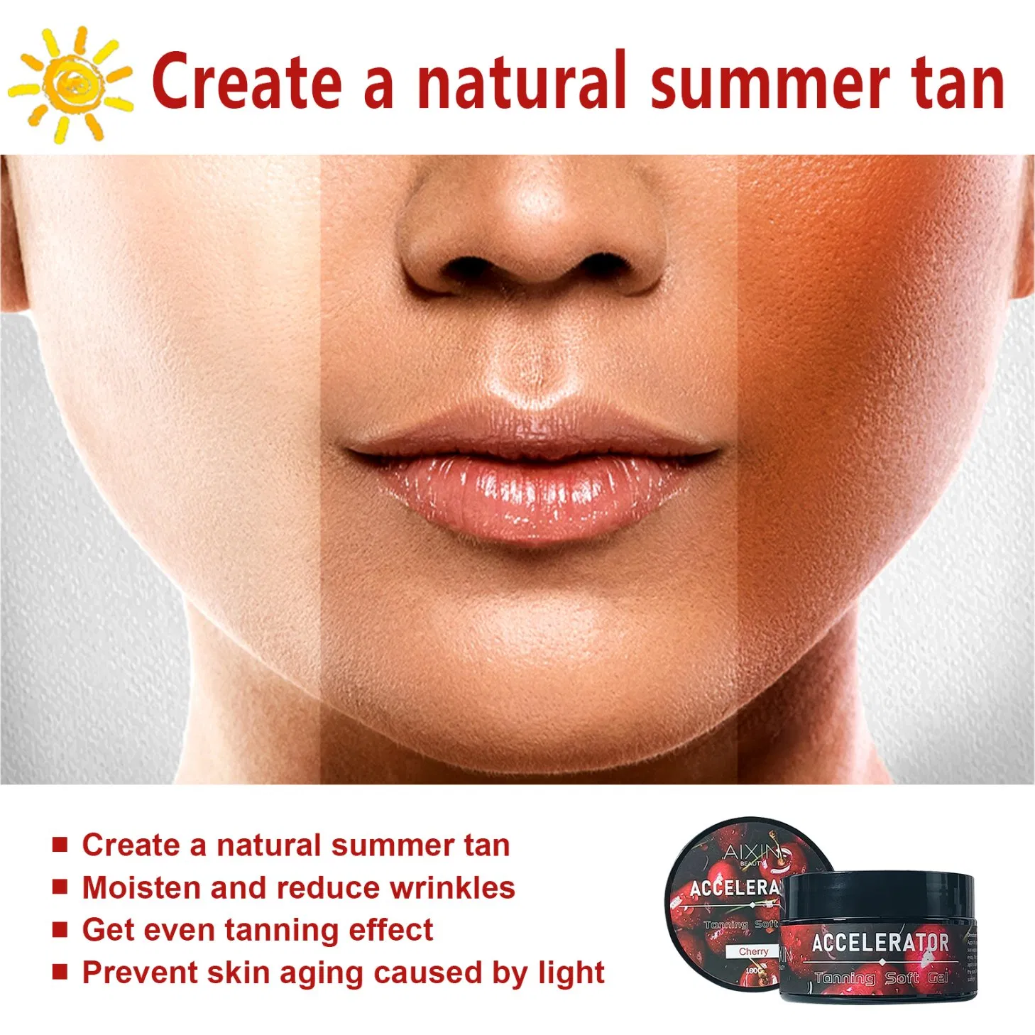 Aixin Tanning Product Cherry Natural Accelerator Cream Gel Sunbeds Tanning Lotion