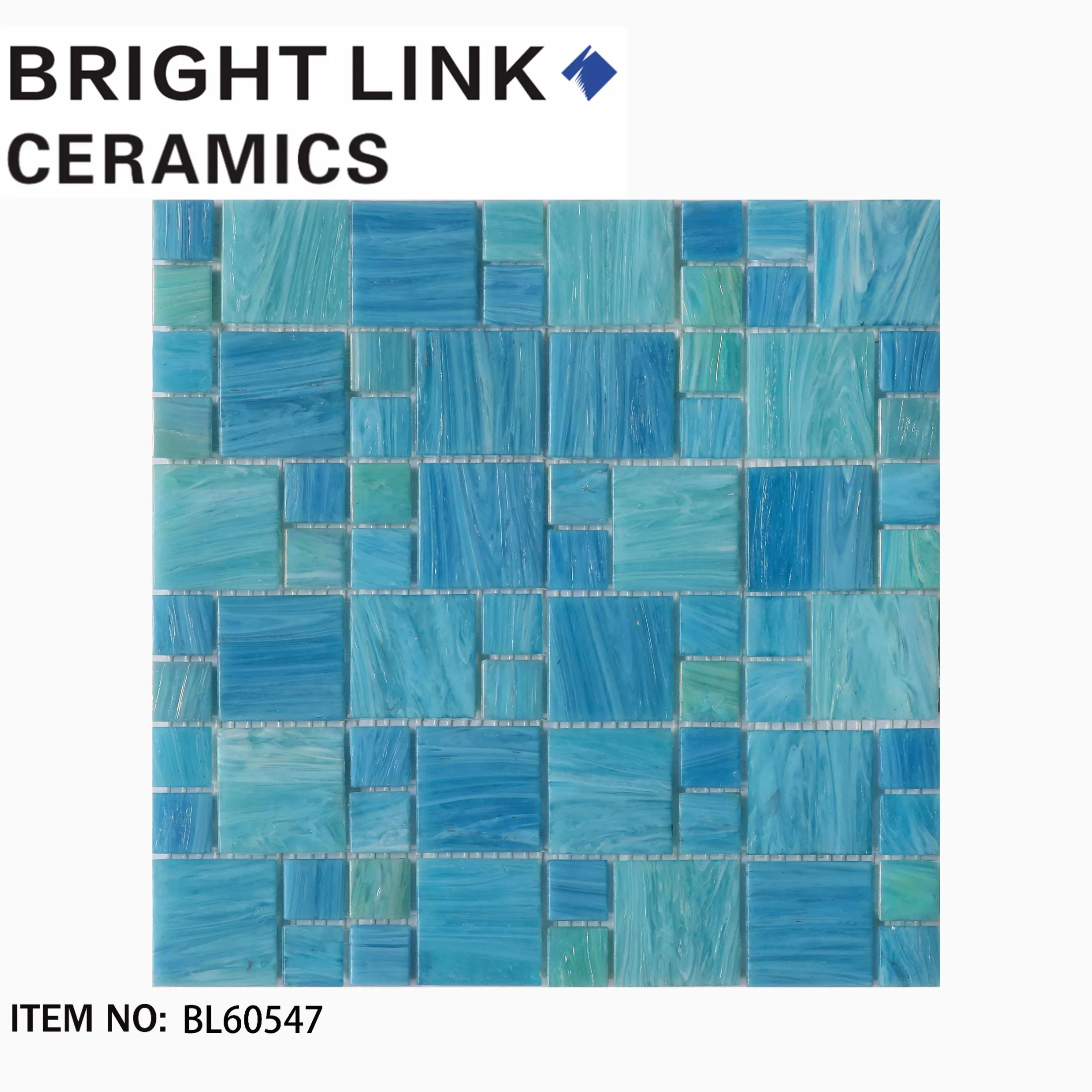 Мозаика для бассейна 300x300 мм, синяя, стеклянная