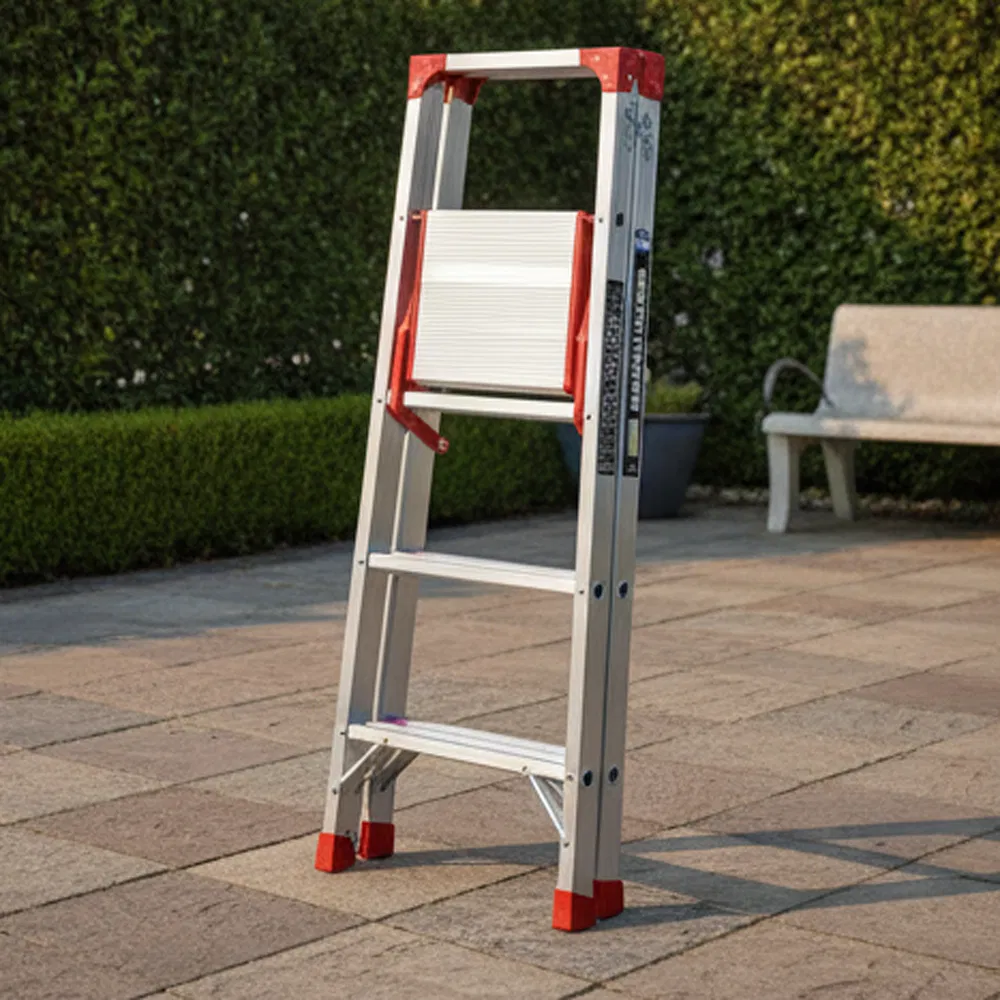 Heavy-Duty Aluminum Alloy a-Frame Step Ladder with Integrated Tool Tray