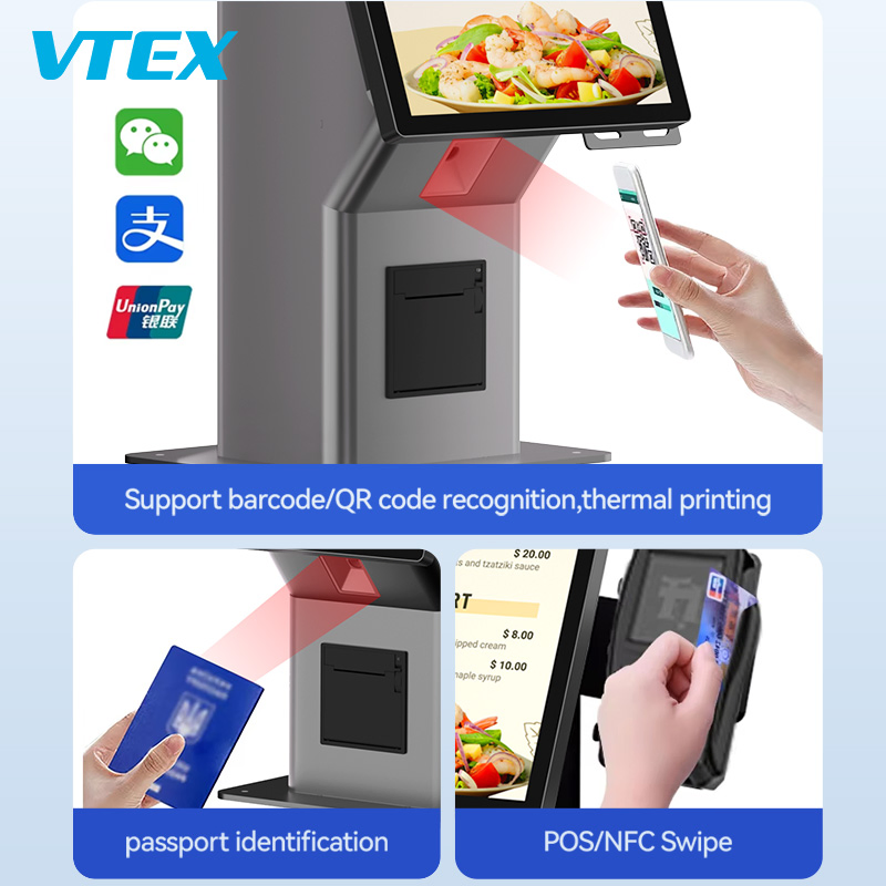 15.6 21.5 23.8 Inch Touch Screen Android NFC Card Reader Win Food Self Service Ordering Kiosk