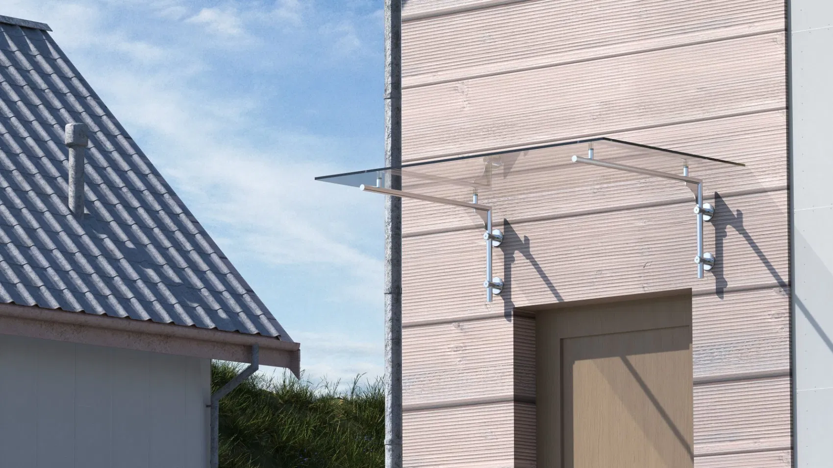 Front Door Glass Canopy System Revolutionary Weather Protection Glcp-04 Series En 1096-4 & ASTM E2358 Certified