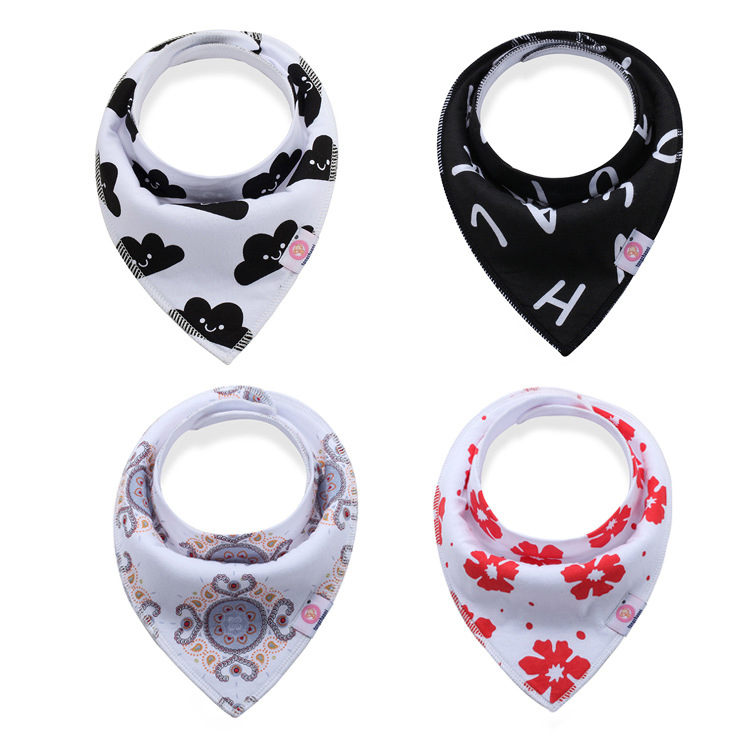 New Cute Cartoon Design Waterproof Drool Baby Toddler Bandana Cotton Bib