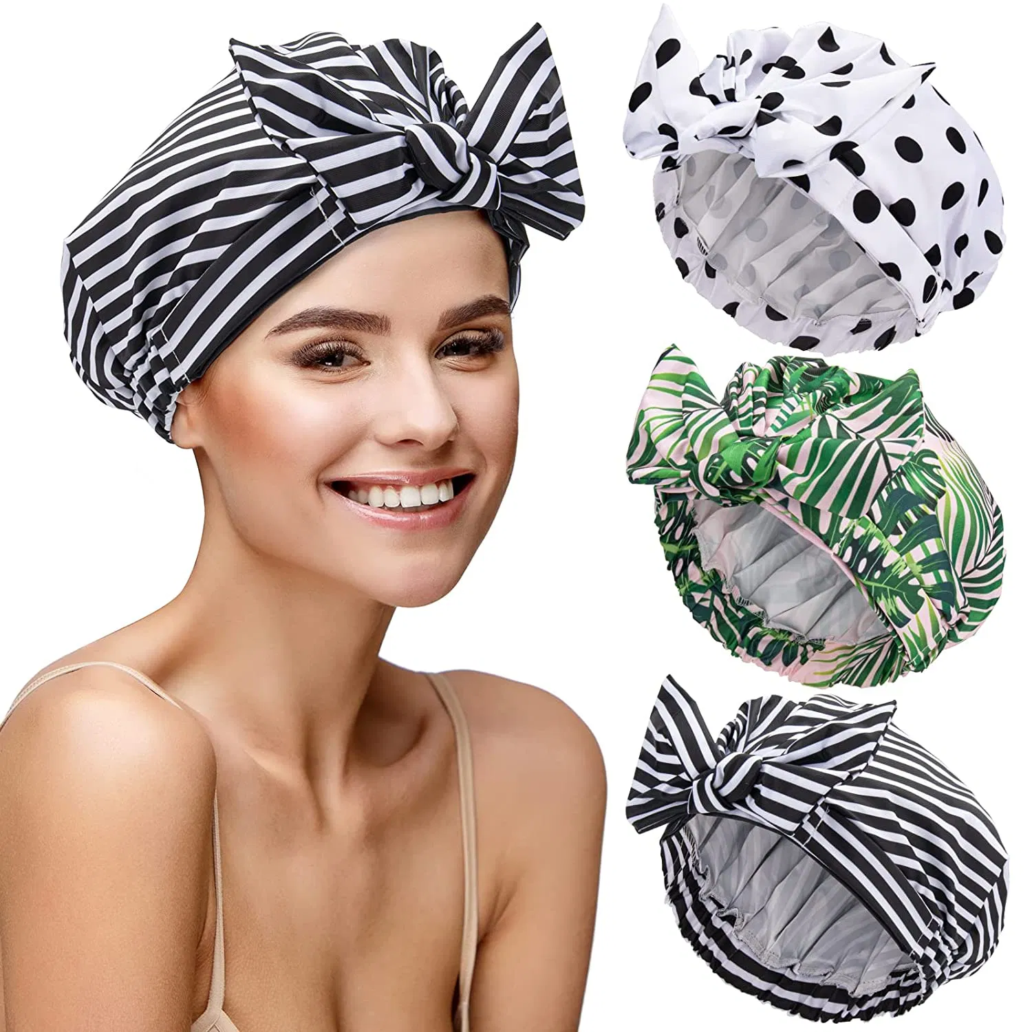 Customized Designer Stylish Reusable Adjustable Extra Large Womens Bath Shower Cap
