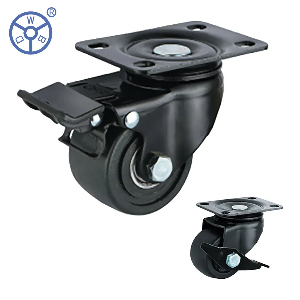 40/50/65/75mm Low Profile Caster Wheel High Load Capacity Casters Cowboy Nylon/PP Caster Wheels Black Caster