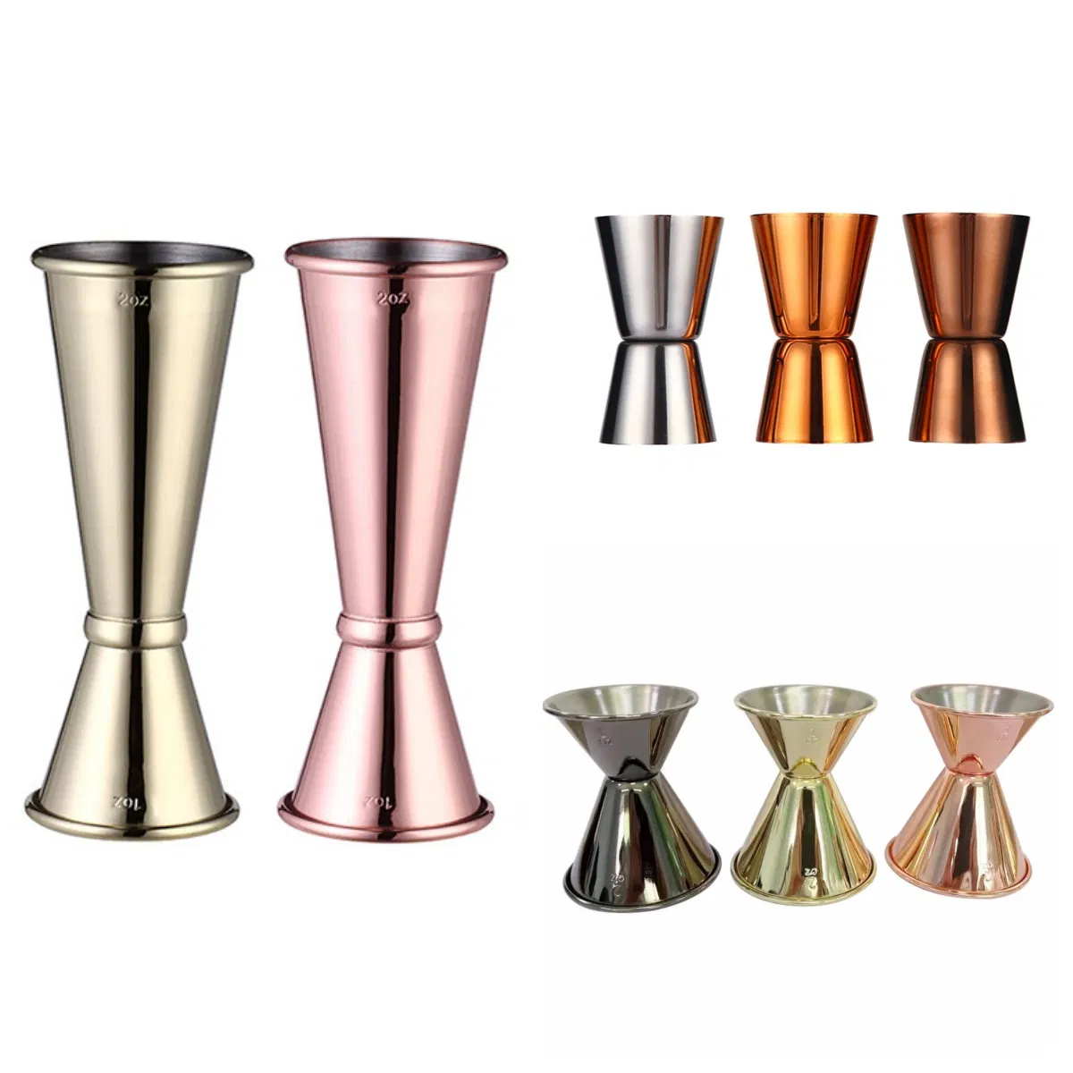 Cocktail Measuring 304 Stainless Steel Jigger Etching Gold Japanese Double Jigger