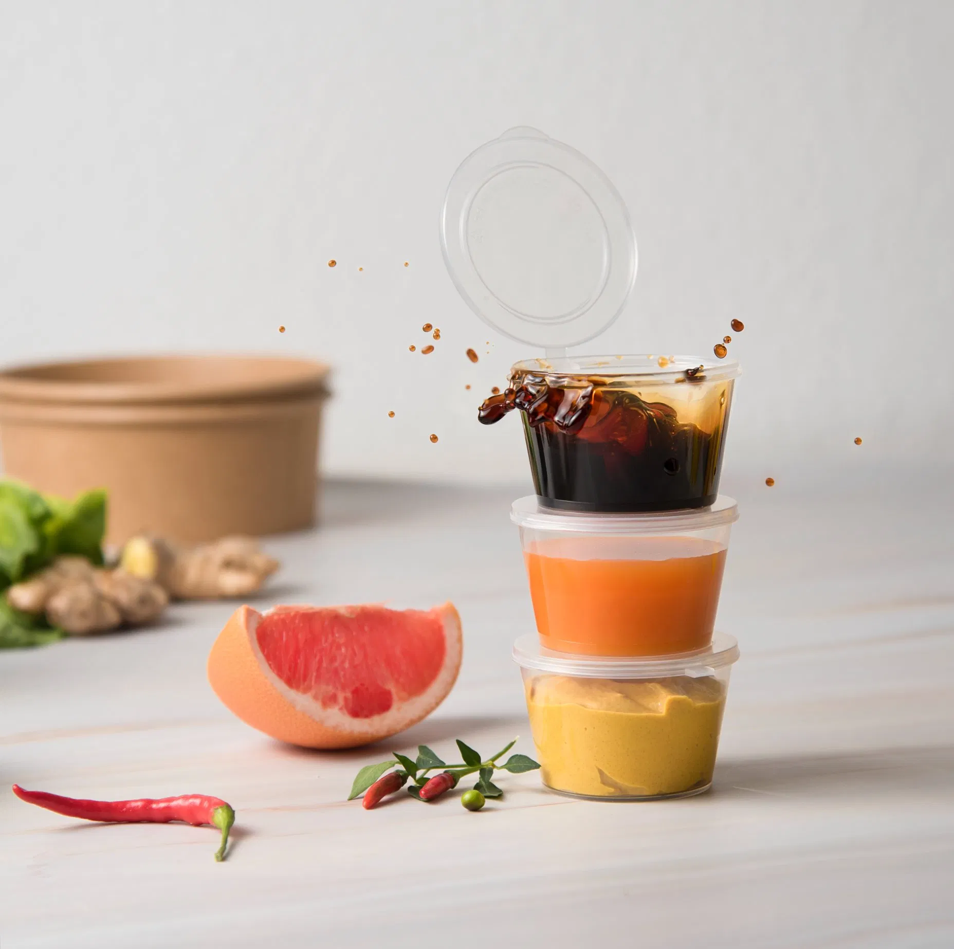 Premium 1oz Disposable Sauce Cups with Flat Lids