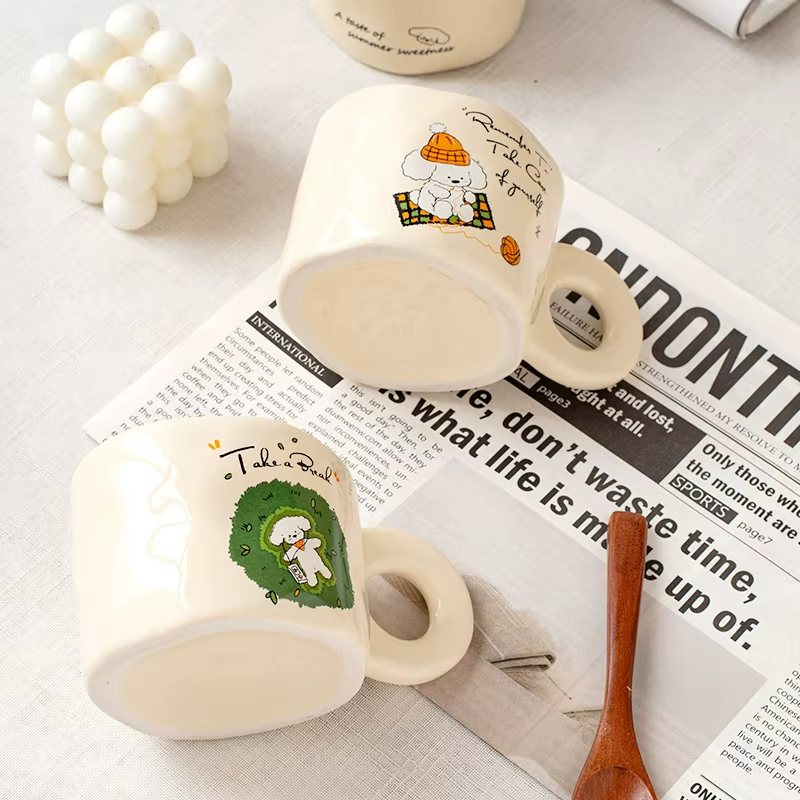 Керамическая кружка с собакой для кофе и молока, 280 мл