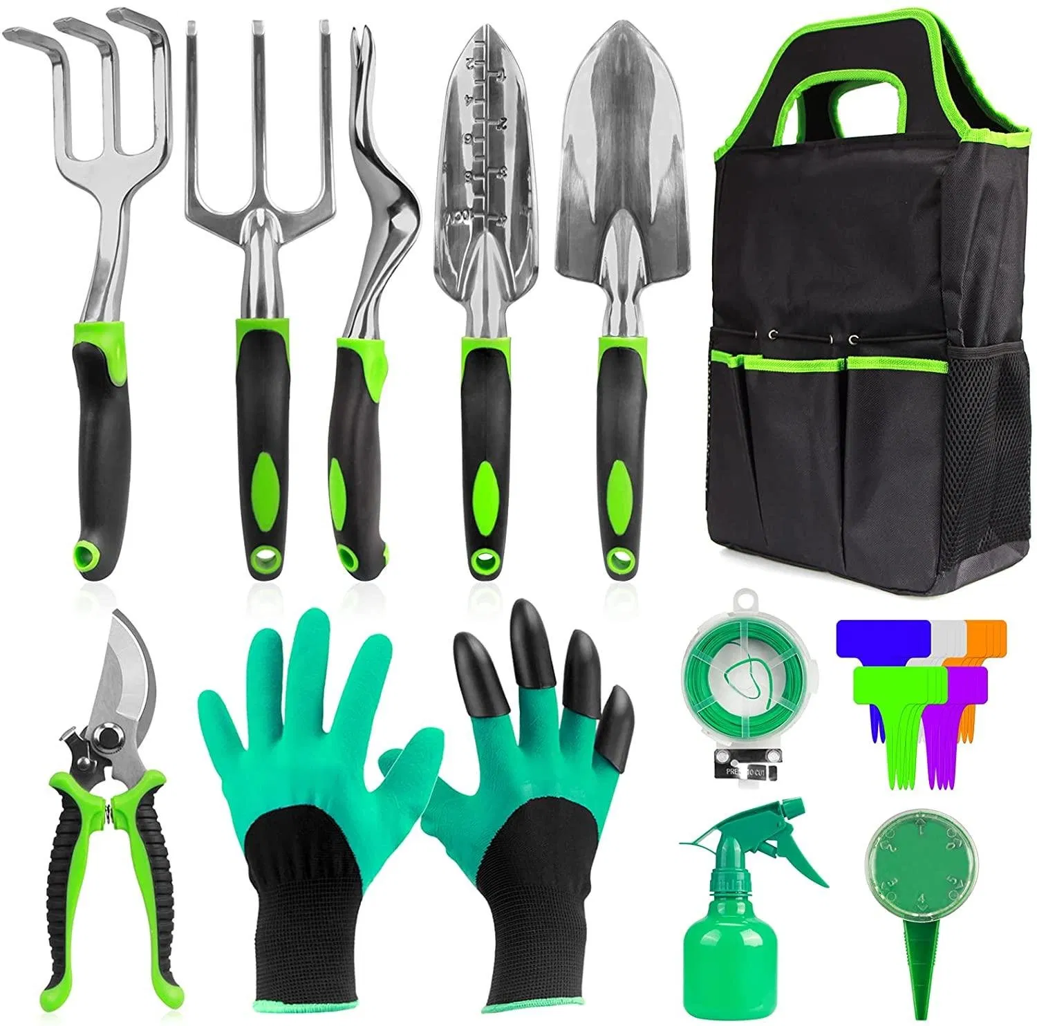 23 PCS Garden Tool Set Heavy Duty Comfortable TPR & PP Handle Garden Set with Mini Garden Tools