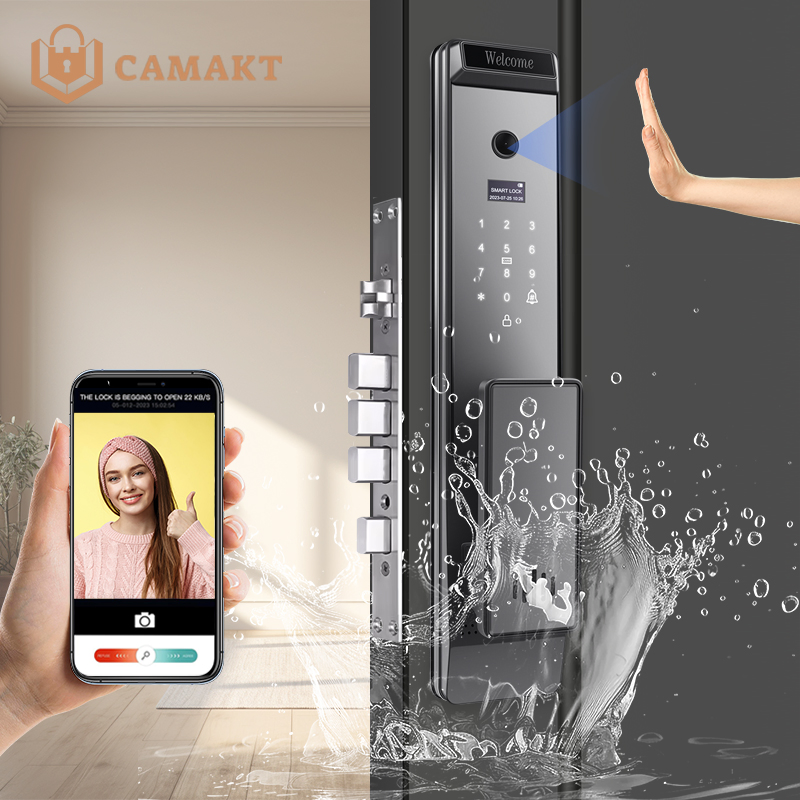 Camakt Tuya WiFi Security Automatic Smart 3D Face Recognition Biometric Fingerprint Lock Video Camera Lock