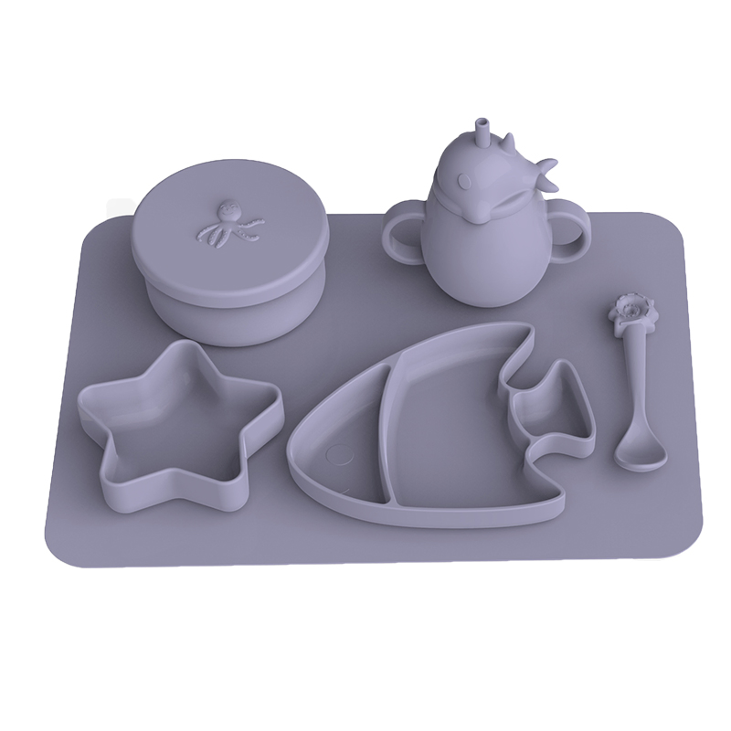 BPA Free Silicone Bowl Baby Feeding LED Weaning Set Star Shape Bowl