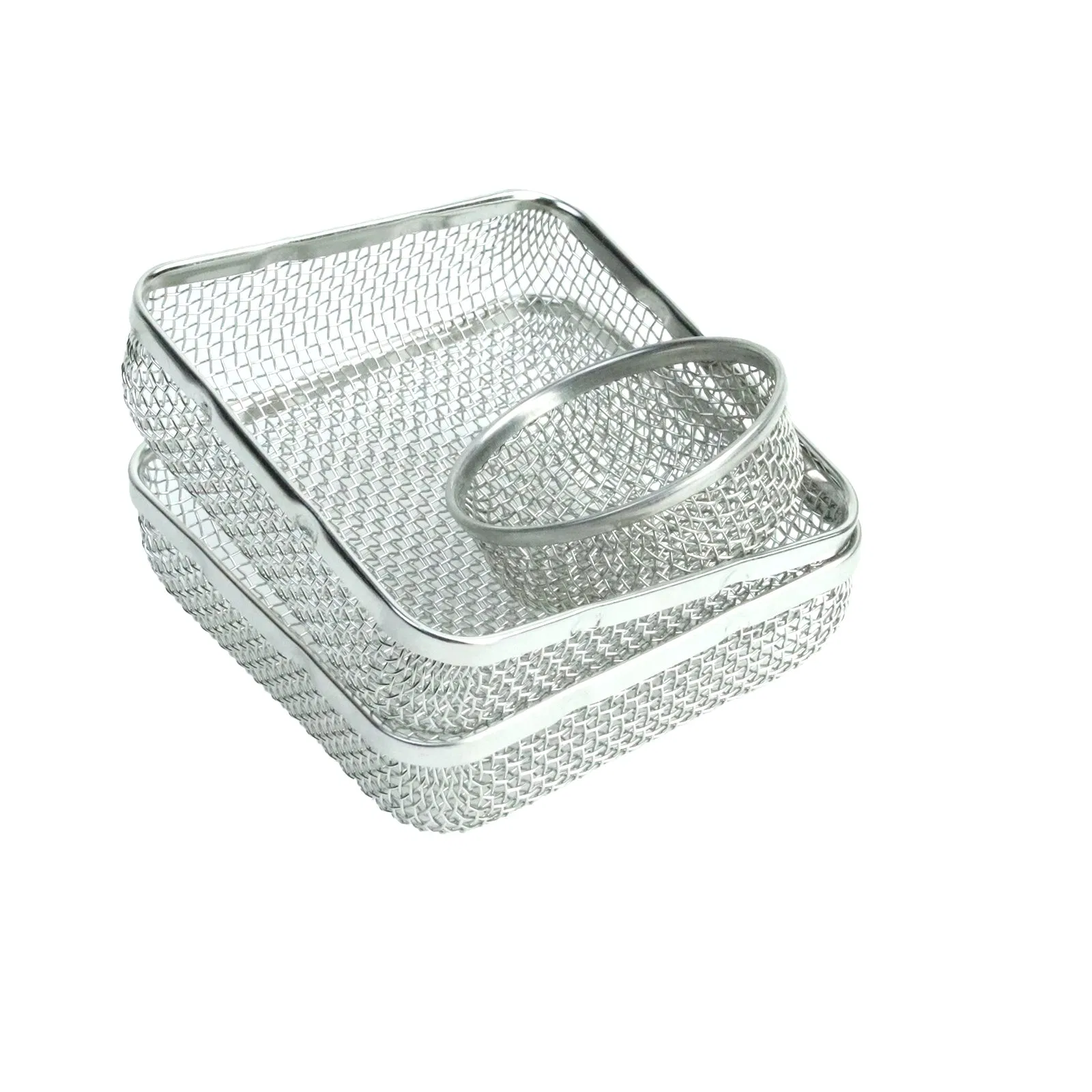 Durable High-Quality Customizable Kitchen Woven Stainless Steel Drain Storage Wire Basket