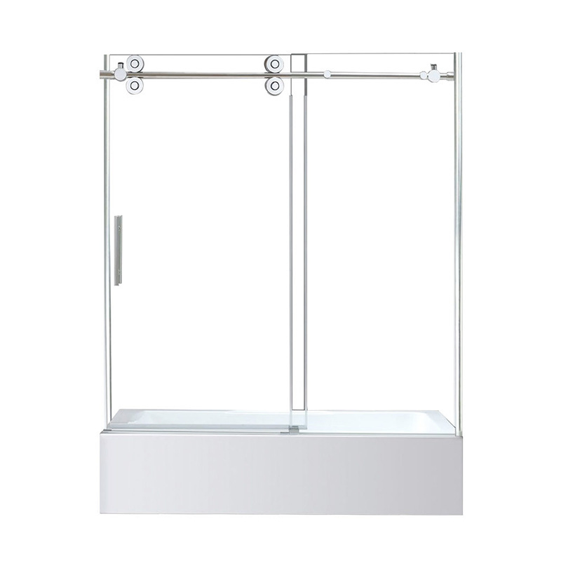 Silver Frame Stainless Steel Integrated Straight Shower Enclosure 304 Bath Screen Shower Door