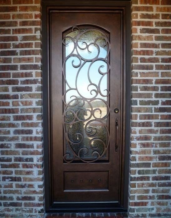 Round Top Exterior Gate Red Oak Wooden Door for Cottage