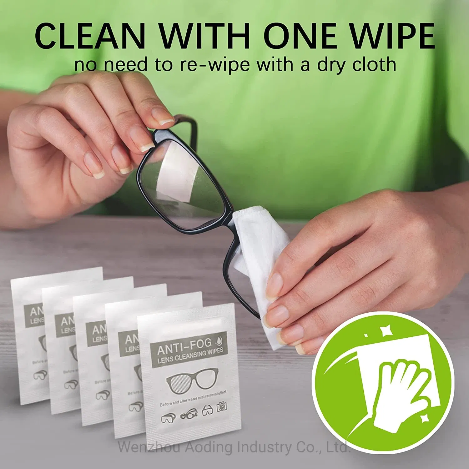 Private Label Wholesale Single Package Anti Fog Glasses Lens Cleaning Wet Wipes Tissue with Custom Logo