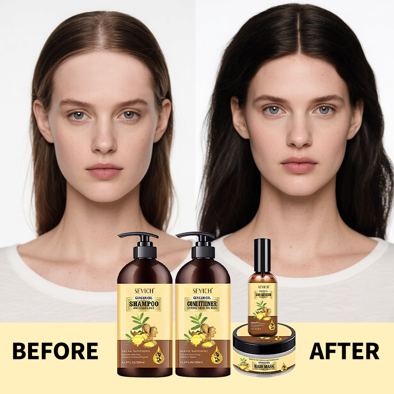 Ginger Hair Growth Set Private Label 500ml Natural Tea Tree Repairing Nourishing Hair Thickening Shampoo