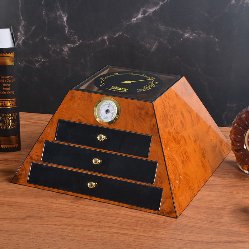 High Gloss Paint Three Layers Drawers Cedar Wood Humidor Cabinets