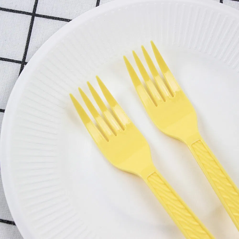 Disposable Plastic Cutlery 175mm Length PS Plastic Fork Customizable Color Yellow for Party