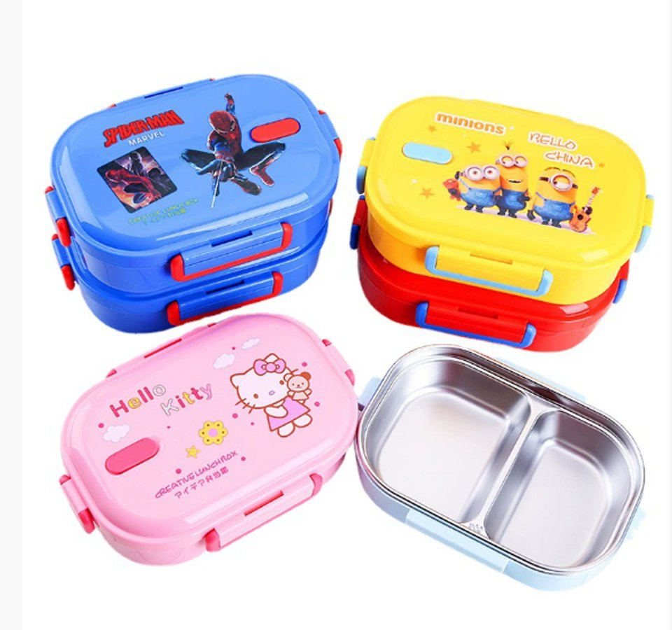 Manufacturer Microave Safe Kids Bento Box Metal Lunch Box Divided Food Bento Lunch Box with for Talent Child Divided Food Box Tiiffin Box