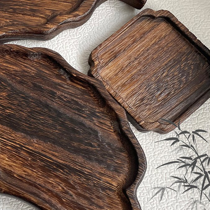 Solid Wood Tray Wood Premium Tea Small Tray Fruit Snacks Nuts Dessert Desktop Storage Tableware Dinner Serving Plate
