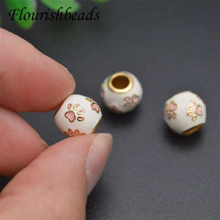 Supplies Gold Plating White Enamel Claw Shape Tube Spacer Beads for Bracelet
