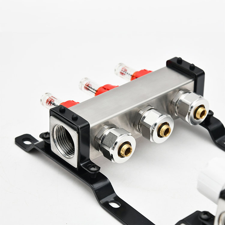 Sanipro Commercial Factory Price OEM/ODM 304 Stainless Steel 3way Flow Meter Warm Floor Central Heating Manifold Mixing Valve