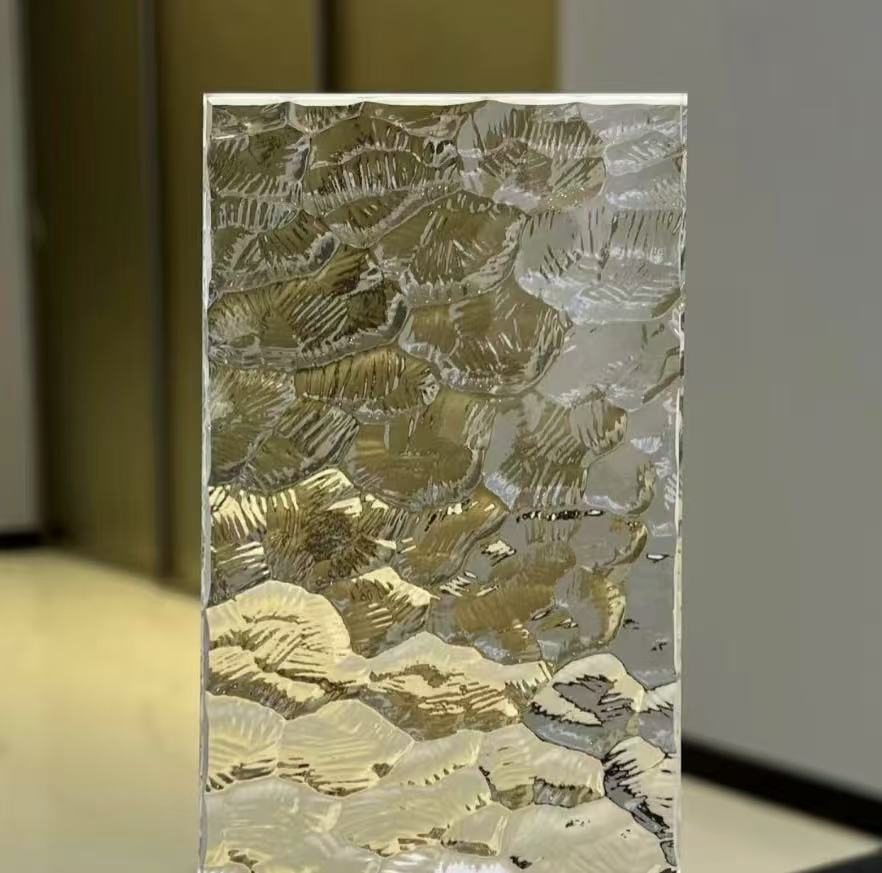 Customized Art Building Pattern Wave Fluted Design Glass for Door