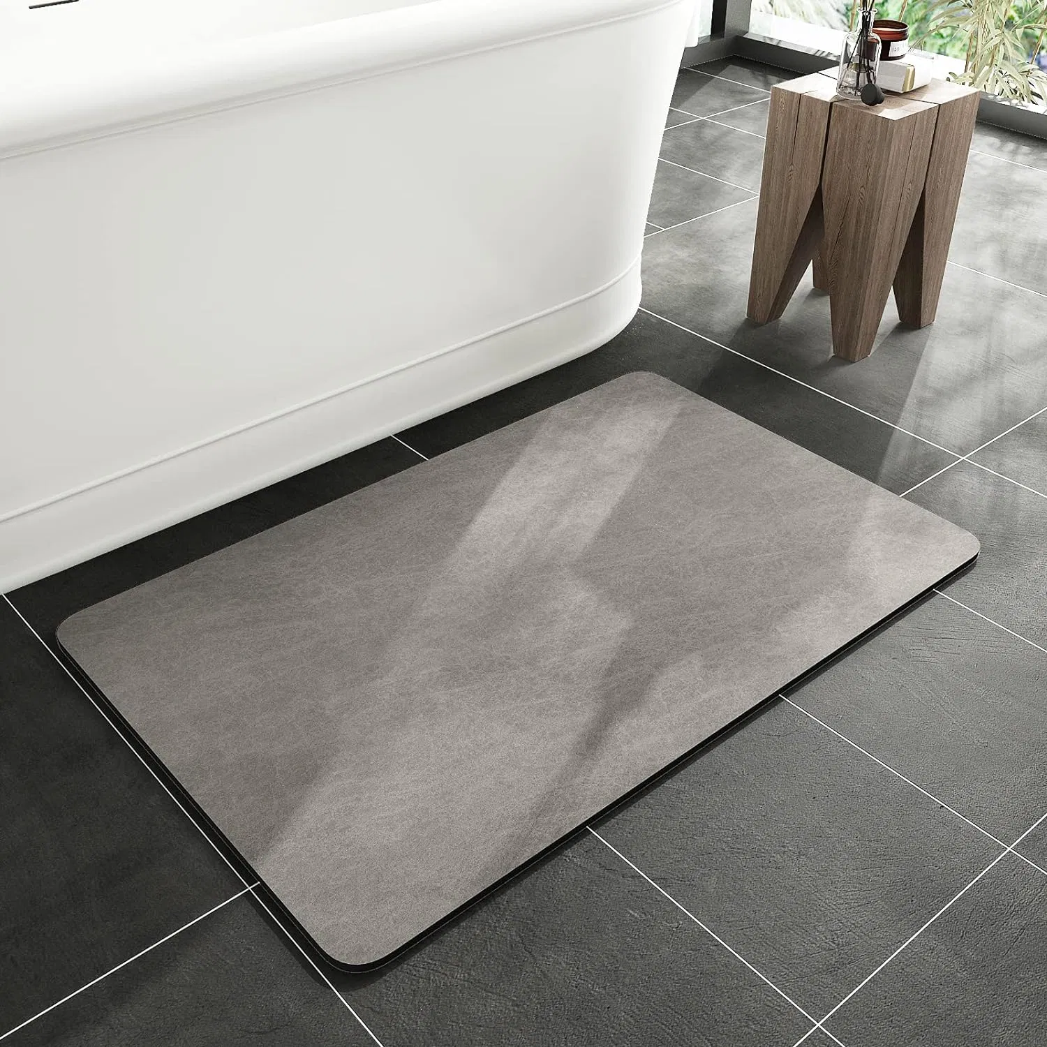 Non Slip Thin Bathroom Rugs Faux Suede Bath Mat Fit Under Door