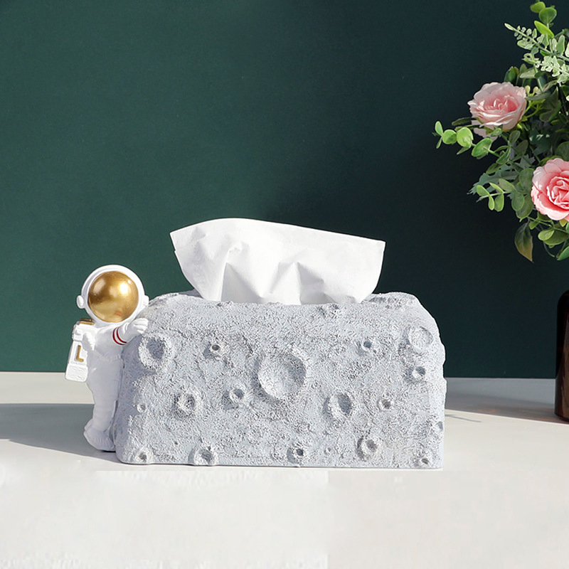 Custom Facial Tissue Paper Box Tissue Home Tabletop Resin Astronaut Tissue Box Nordic