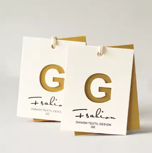 Бирки подвесные льняные с логотипом для одежды аксессуаров