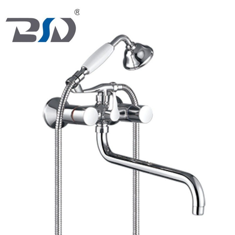 Wall Mounted Brass Bath Tub Waterfall Shower Chrome Tap Faucet