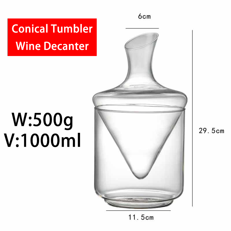 Separated Type Conical Tumbler Wine Decanter Chilled Glass Decanter with Ice Bucket