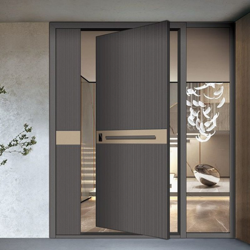Interior Customizable Entrance Wooden Pivot Door Exterior Solid Core Double Swing Doors for Villa