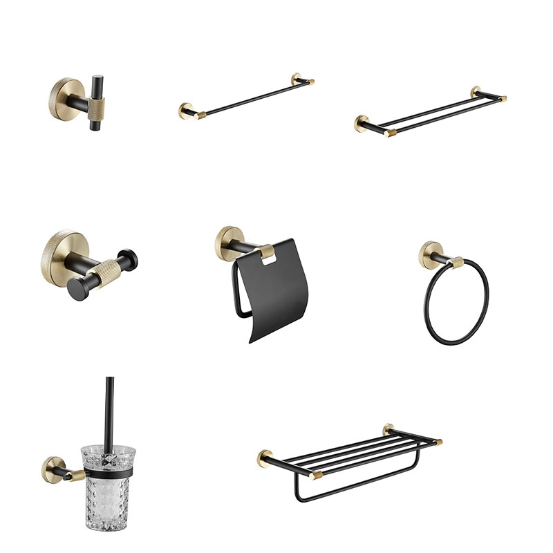 Gold and Black Home Hotel Ss 304 Bathroom Toilet Brush Holder