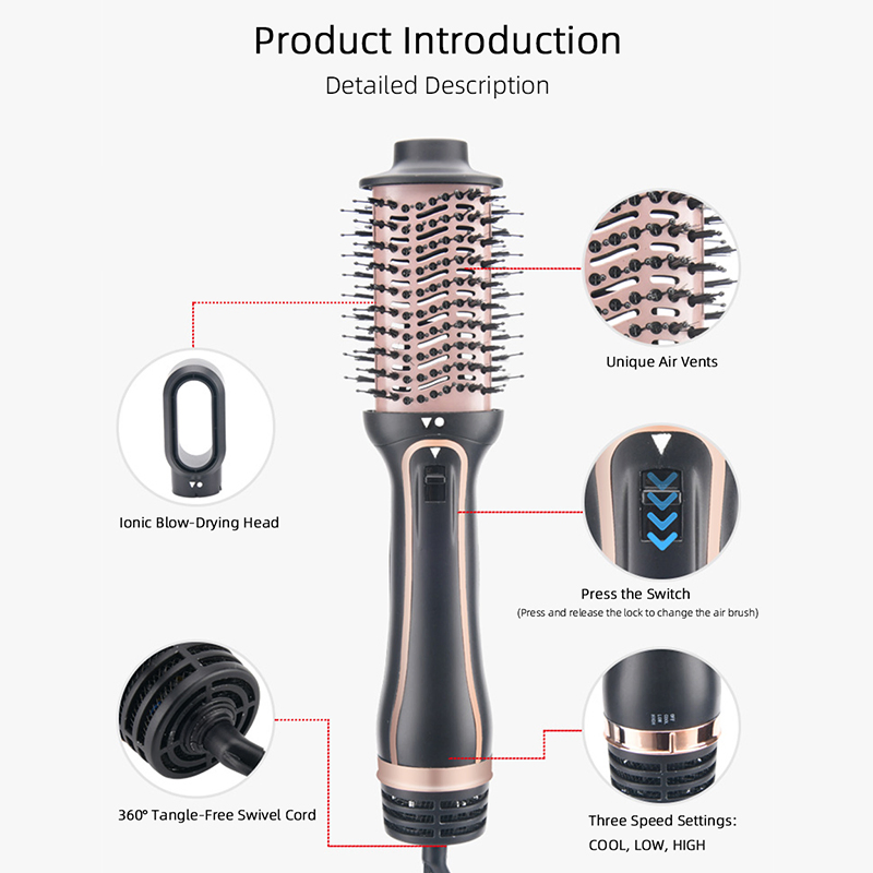 Hot Air Brush 2 in 1 Hair Straightner & Curler with Negative Ion