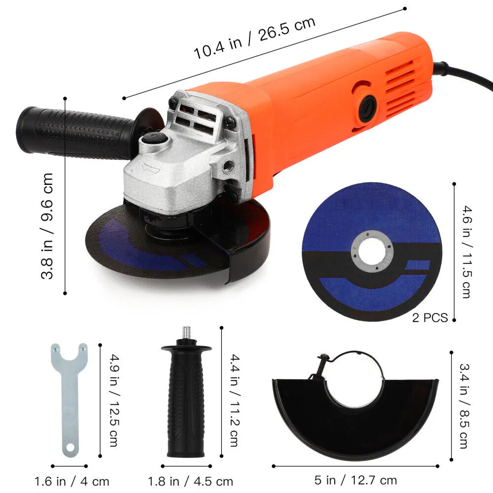115mm 4.5" Electric Angle Grinder Heavy Duty Cutting & Grinding with 220V Plug Power Grinder Tools Sets