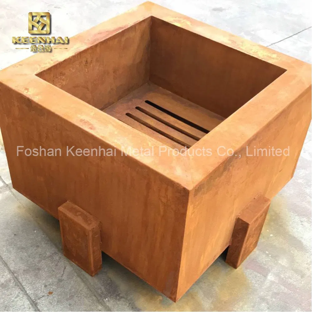 Квадратный кашпо из кортеновской стали (KH-FP-01)