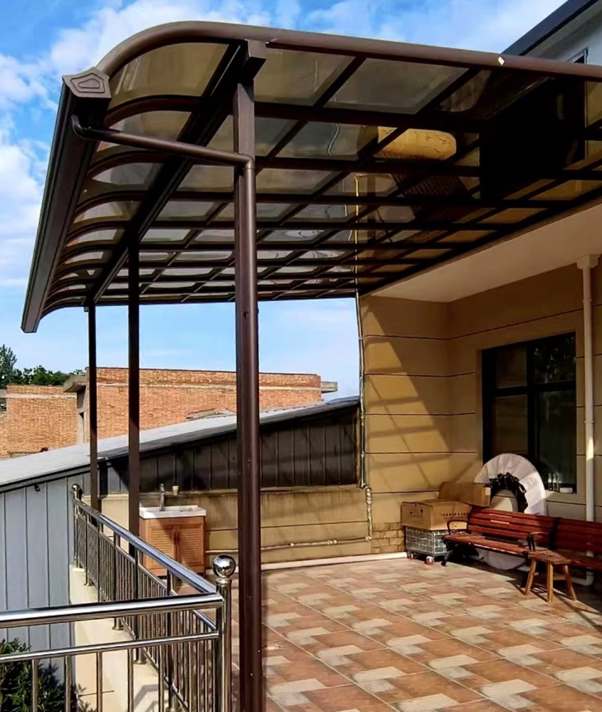 Outdoor Simple Canopy Pergola Aluminum PC Board Roof Shelter Sunshade