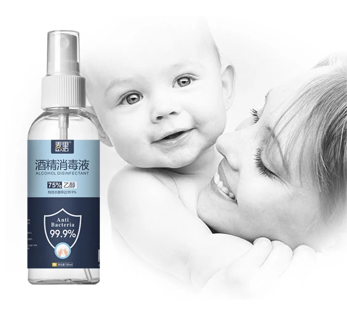 OEM Logo 100ml 75% Alcohol Spray Antibacterial Liquid Disinfectant Alcohol Hand Sanitizer Spray