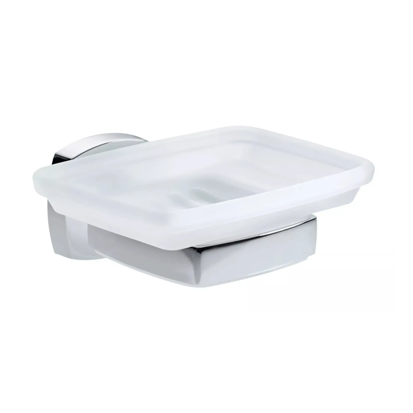 Chromed Wall Mounted Zinc Alloy and Glass Soap Dish Holder Bathroom Accessories