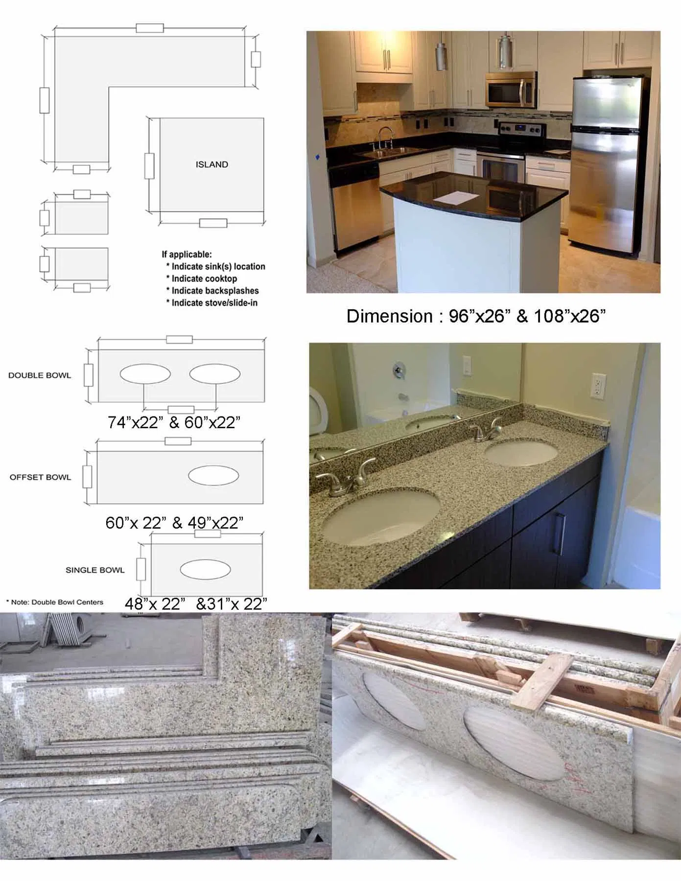 Kitchen Countertops with Bullnose for Home Decoration