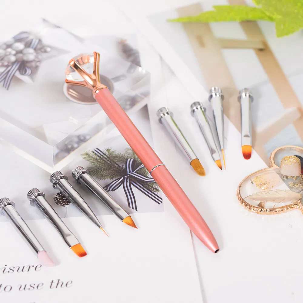 Guyo Rose Gold Metal Handle Nylon Nail Brush Set Customizable Logo