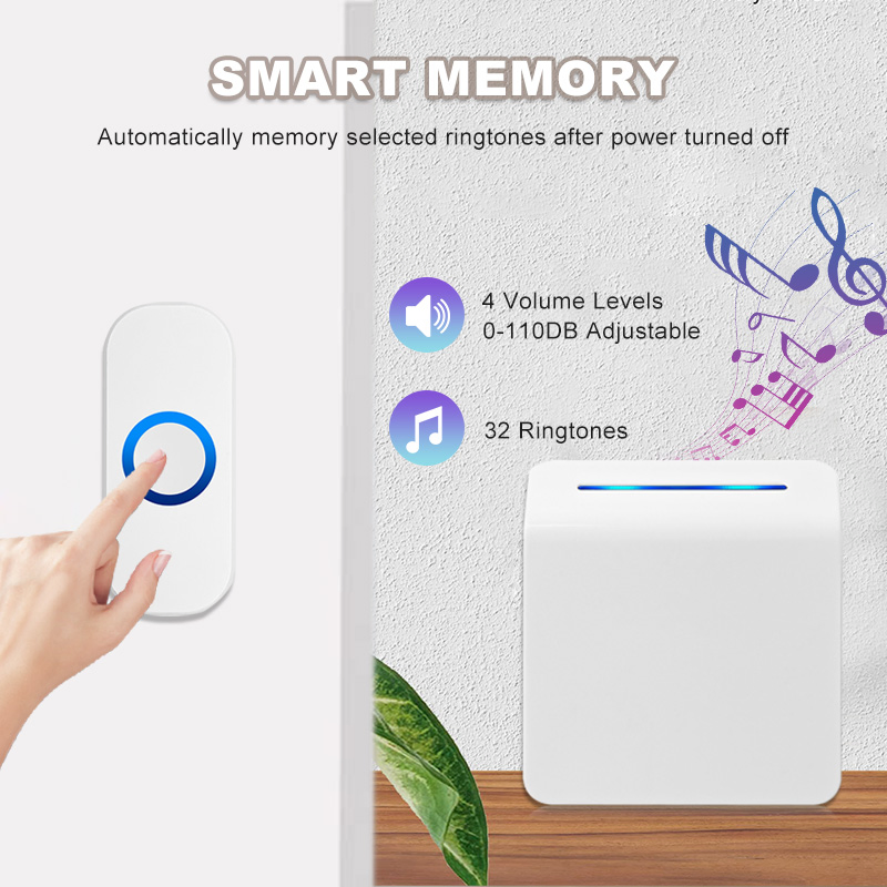 Battery Wireless Anti-Interference Doorbell with LED Flashing Light