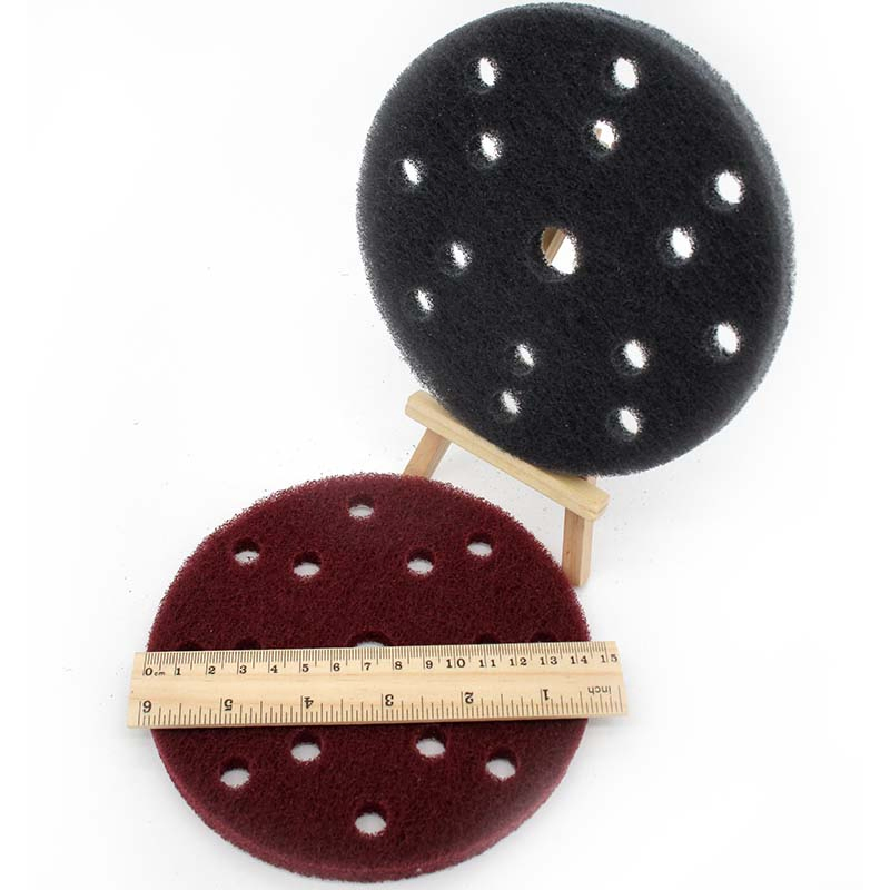 6 Inch 150mm Round Hook and Loop 15-Hole Scouring Pad Industrial Heavy Duty Nylon Cleaning Cloth
