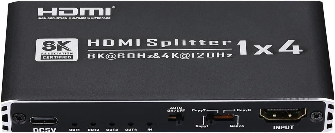 8K@60Hz HDMI Splitter 1 in 3 out, 1X3 1X4 HDMI 2.1 Splitter
