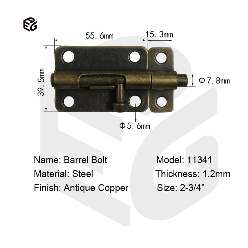 1.5" Black Barrel Bolt for Doors & Cabinets, Electrophoresis Coated Steel Security Hardware