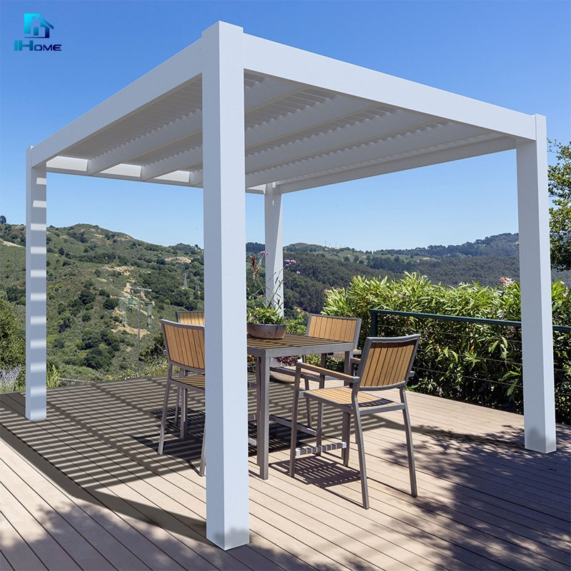 Customized Adjustable Outdoor Louvered Roof Waterproof Gazebo Garden Motorized Aluminum Pergola