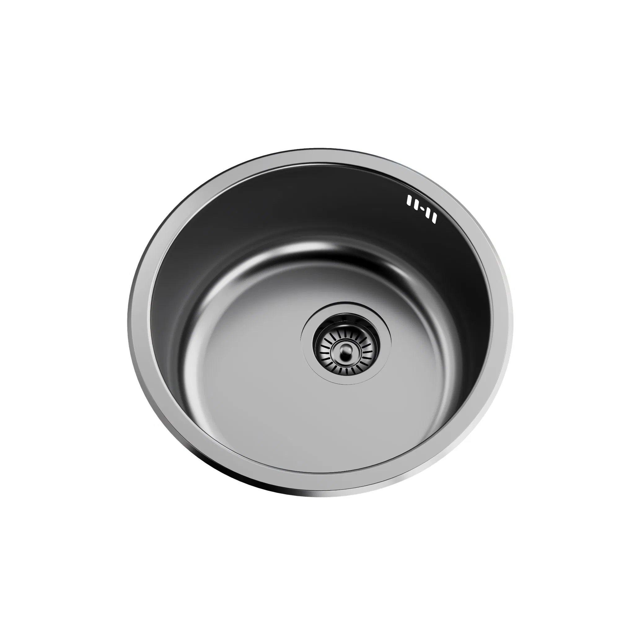 Household Circular 304 Polished Stainless Steel Kitchen Sink Single Basin