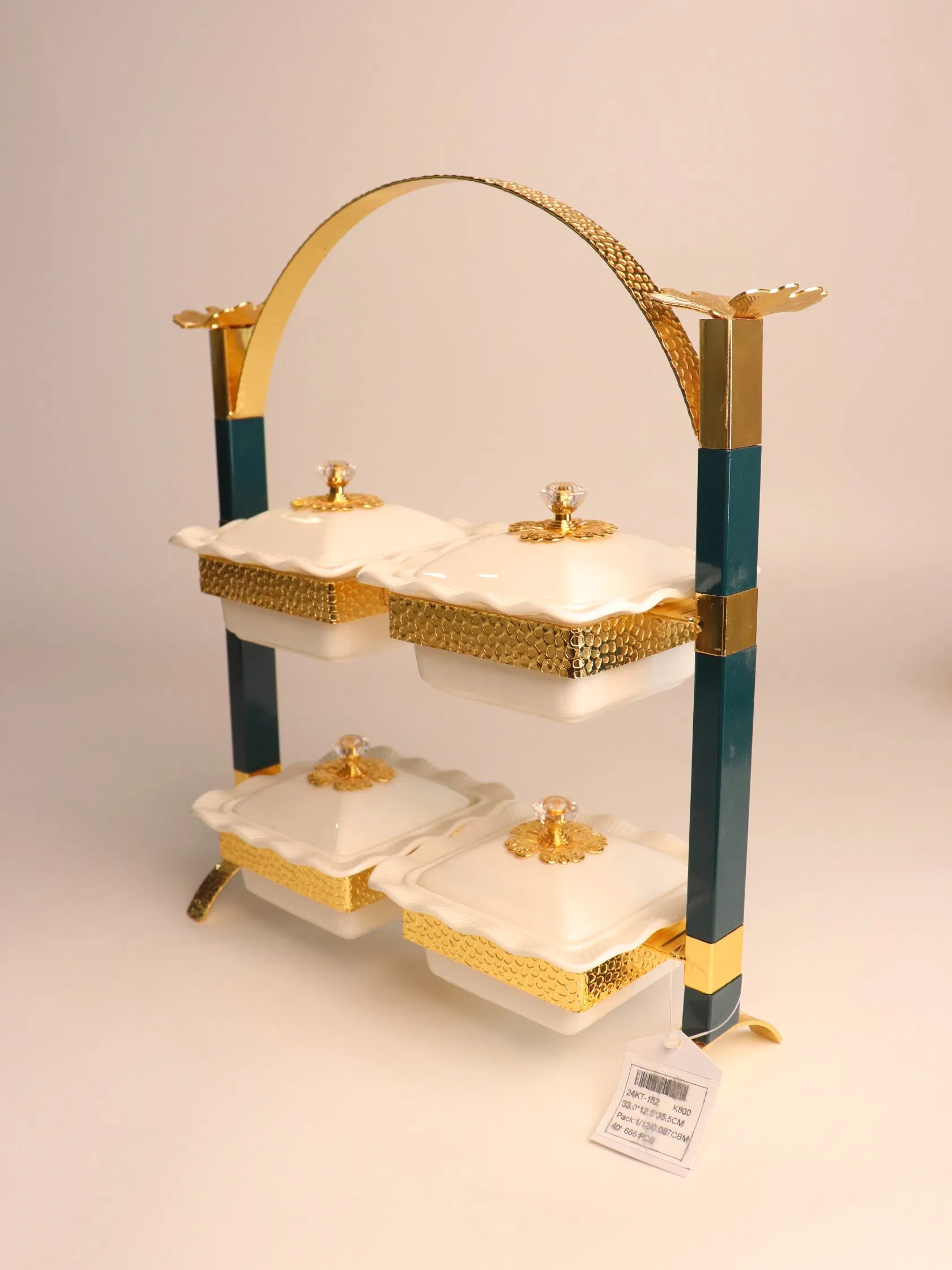 New High-End Gold-Plated Ceramic Square Fruit Tray